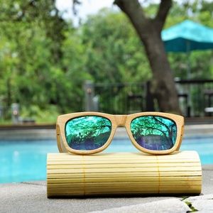 KITHDIA Wooden Sunglasses, Polarized, Bamboo case.
